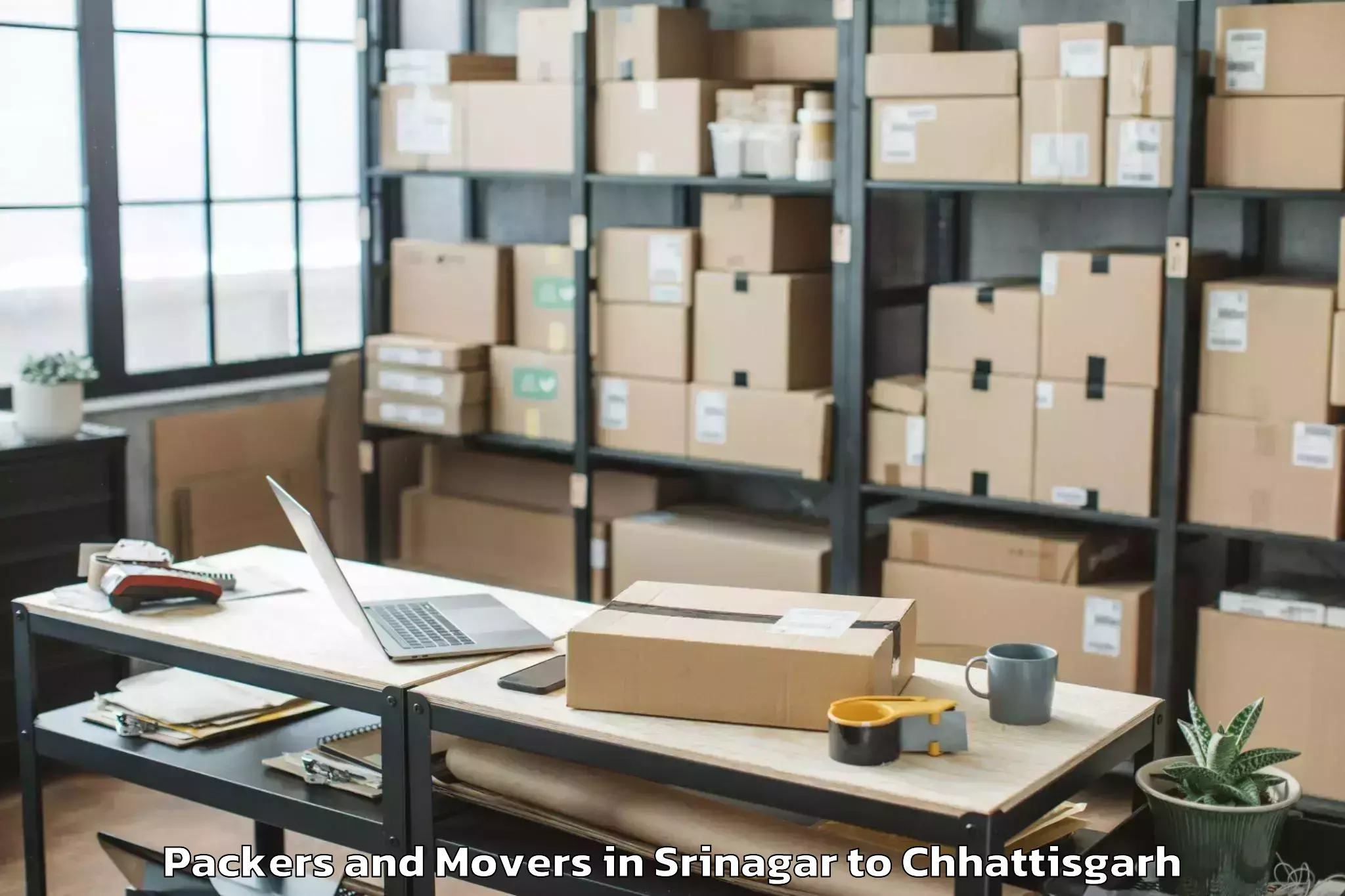 Trusted Srinagar to Kawardha Packers And Movers